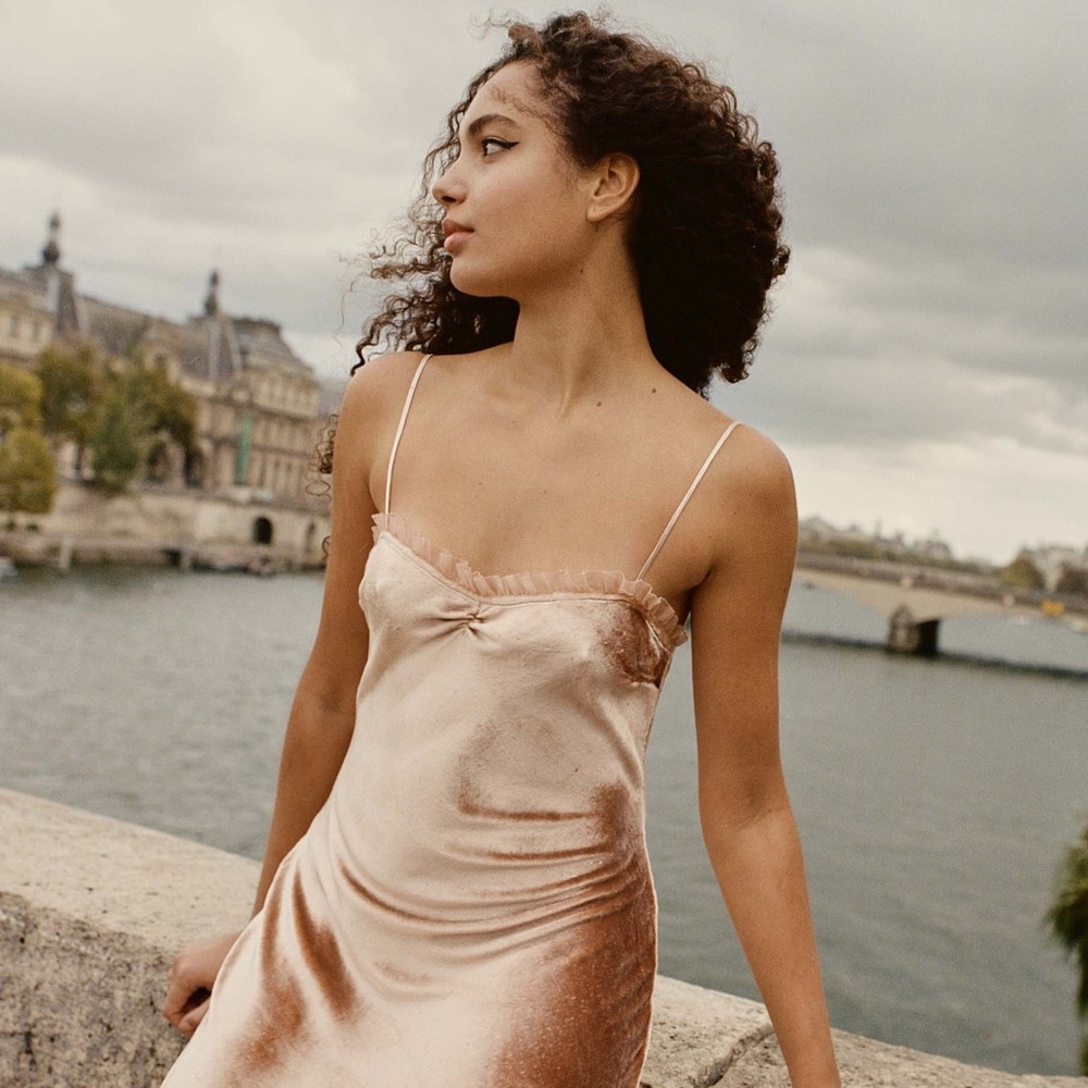 Doen Cream and Brown Midi Dress